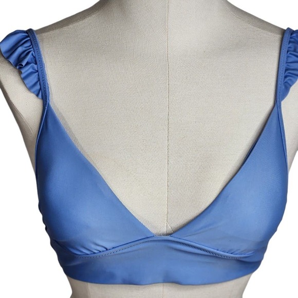 Aerie Triangle Ruffle Strap Bikini Swim Top‎ Womens XS Blue - Picture 3 of 9